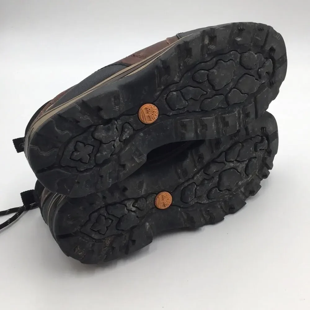 Timberland boys size 7 hiking shoes brown leather